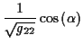 $\displaystyle \frac{1}{\sqrt{g_{22}}}\cos \left( \alpha \right)$