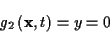 \begin{displaymath}
g_{2}\left( \mathbf{x},t\right) =y=0\end{displaymath}