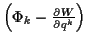 \( \left( \Phi _{k}-\frac{\partial W}{\partial q^{k}}\right) \)