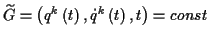 \( \widetilde{G}=\left( q^{k}\left( t\right) ,\dot{q}^{k}\left( t\right) ,t\right) =const \)