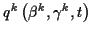 \( q^{k}\left( \beta ^{k},\gamma ^{k},t\right) \)