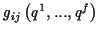 \( g_{ij}\left( q^{1},...,q^{f}\right) \)