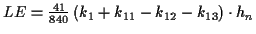 \( LE=\frac{41}{840}\left( k_{1}+k_{11}-k_{12}-k_{13}\right) \cdot h_{n} \)