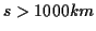 \( s>1000km \)